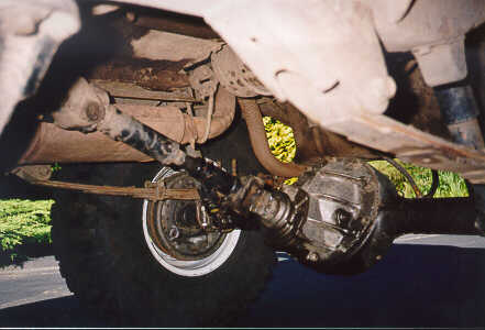 Rear shock bracket and driveshaft detail