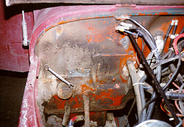 Fire wall with battery tray removed